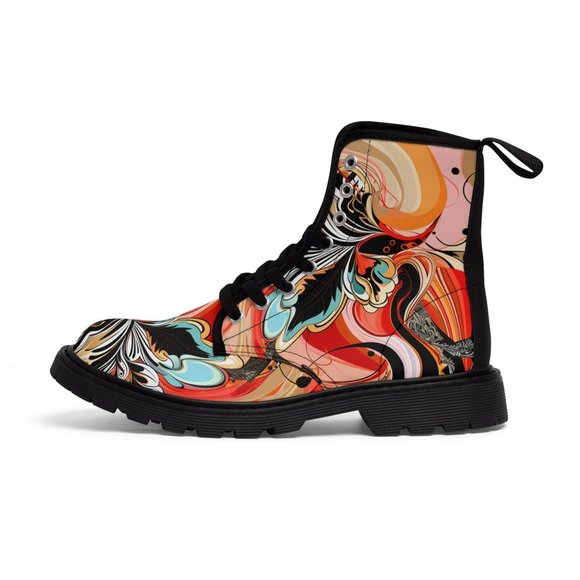 Luxury Stylish,  Men's Canvas Boots, Classy Mod Art Deco Outfit Footwear - Picture 3 of 9